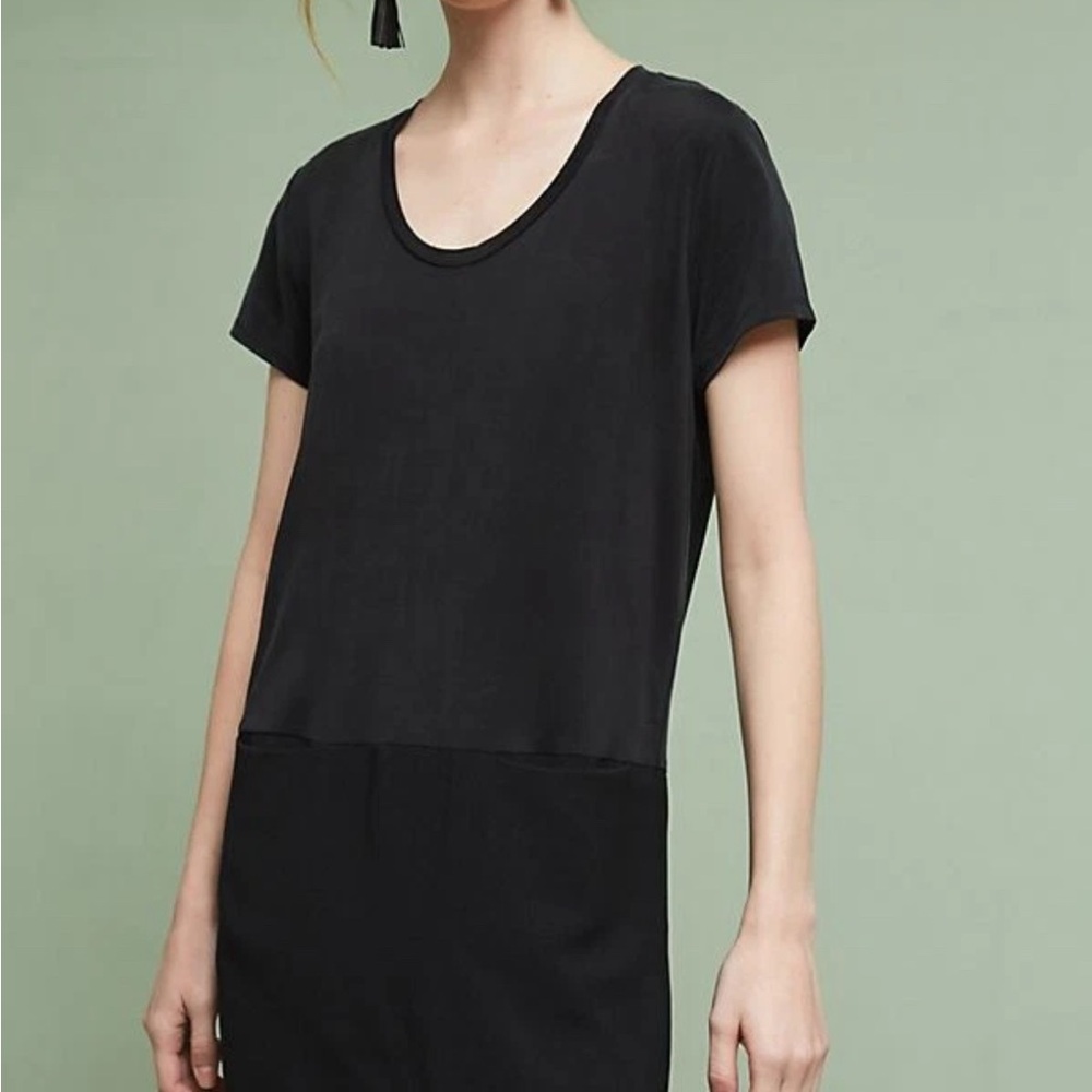 Anthropologie Dolan Loren Left Coast Black Shift Dress Tunic M Lagenlook Classic